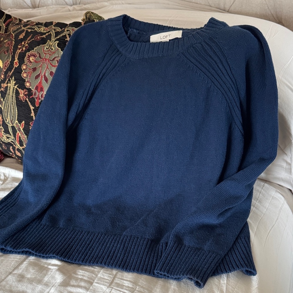 LOFT Women's Deep Blue Crew Neck Sweater